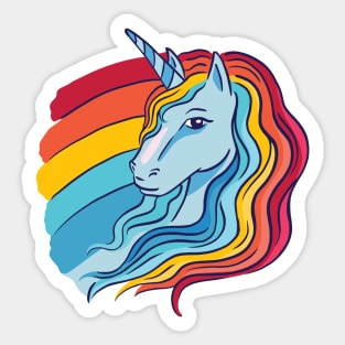 Rainbow Unicorn Drawing Sticker